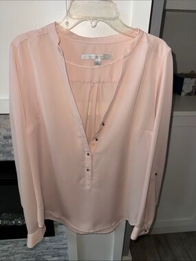 LC Lauren Conrad Soft Blush Button-Front V-Neck Blouse